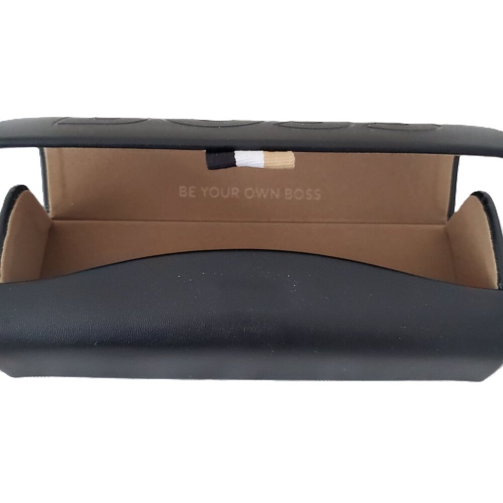 BOSS Eyeglass Case Hard Shell Case Sunglass Case Black & Tan NEWER